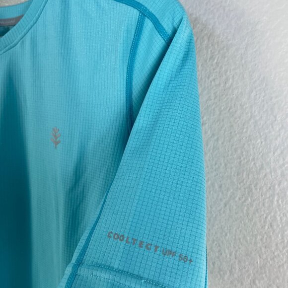 Coolibar Mens Small UPF 50+ Aqua Blue Short Sleeve V Neck T Shirt Top - Picture 7 of 9